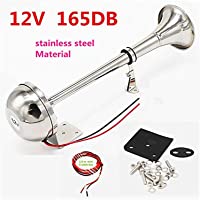 YIYIDA Bocina eléctrica de acero inoxidable 135DB para coche de tono bajo acero inoxidable 304 16-1-8 pulgadas para…